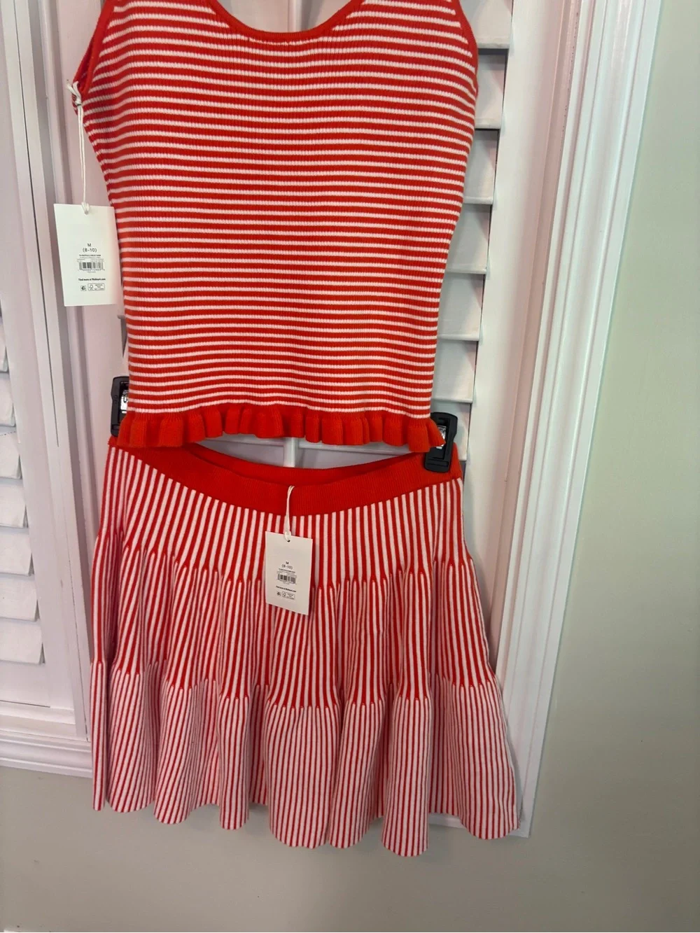 Free Assembly Orange And White Tank And Skirt Set Size Medium